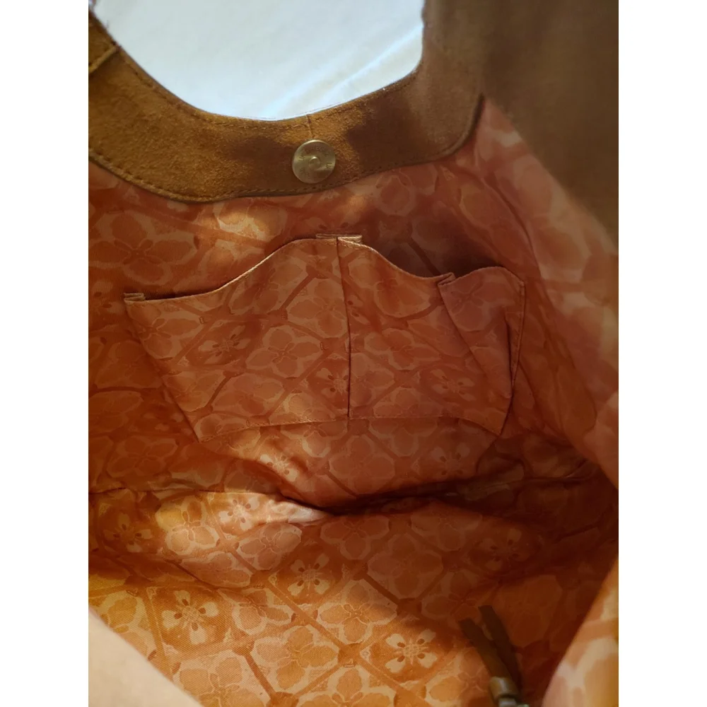 Lucky Brand Nyra Honey Tan Suede Fringe Leather Hobo Shoulder Bag Boho NWT